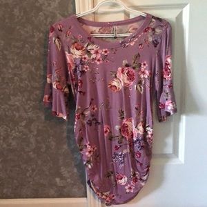 Maternity flutter sleeve floral top